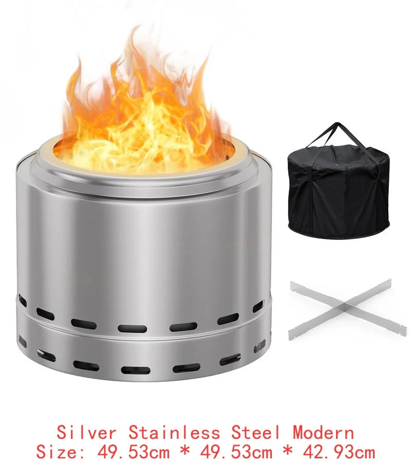 Portable 19.5-inch Smokeless Outdoor Fire Pit, Low Smoke Wood Burning Bonfire for Camping and Patio Use