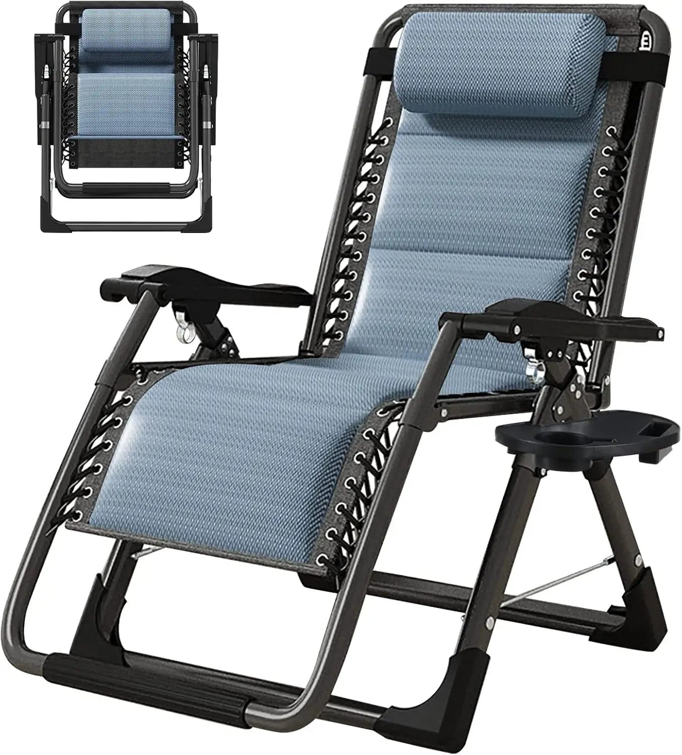 Zero Gravity Chair, Reclining Lounge Chair with Removable Cushion & Tray for Indoor and Outdoor, Patio Recliner Folding Reclinin