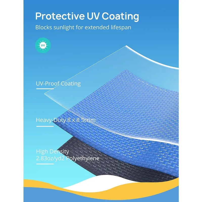 28ft Round Pool Cover, Winter Pool Cover for 24ft Above Ground Round Inflatable Swimming Pools, Pool Cover Protector with