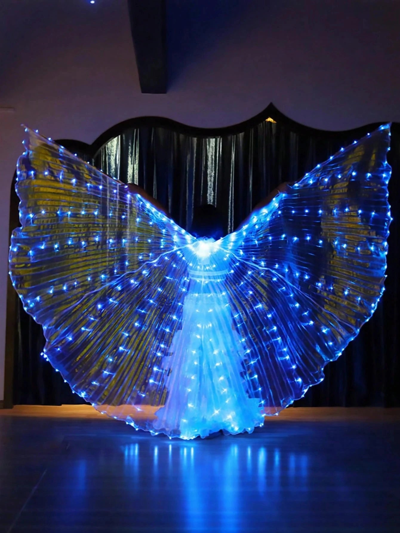 Women's Luminous Prom Costume with Glowing Wings (3 Aa Batteries Not Included), Adjustable Shoulder Straps, Suitable for Stage, Festival Celebrations, Wedding Lighting and Dance Accessories