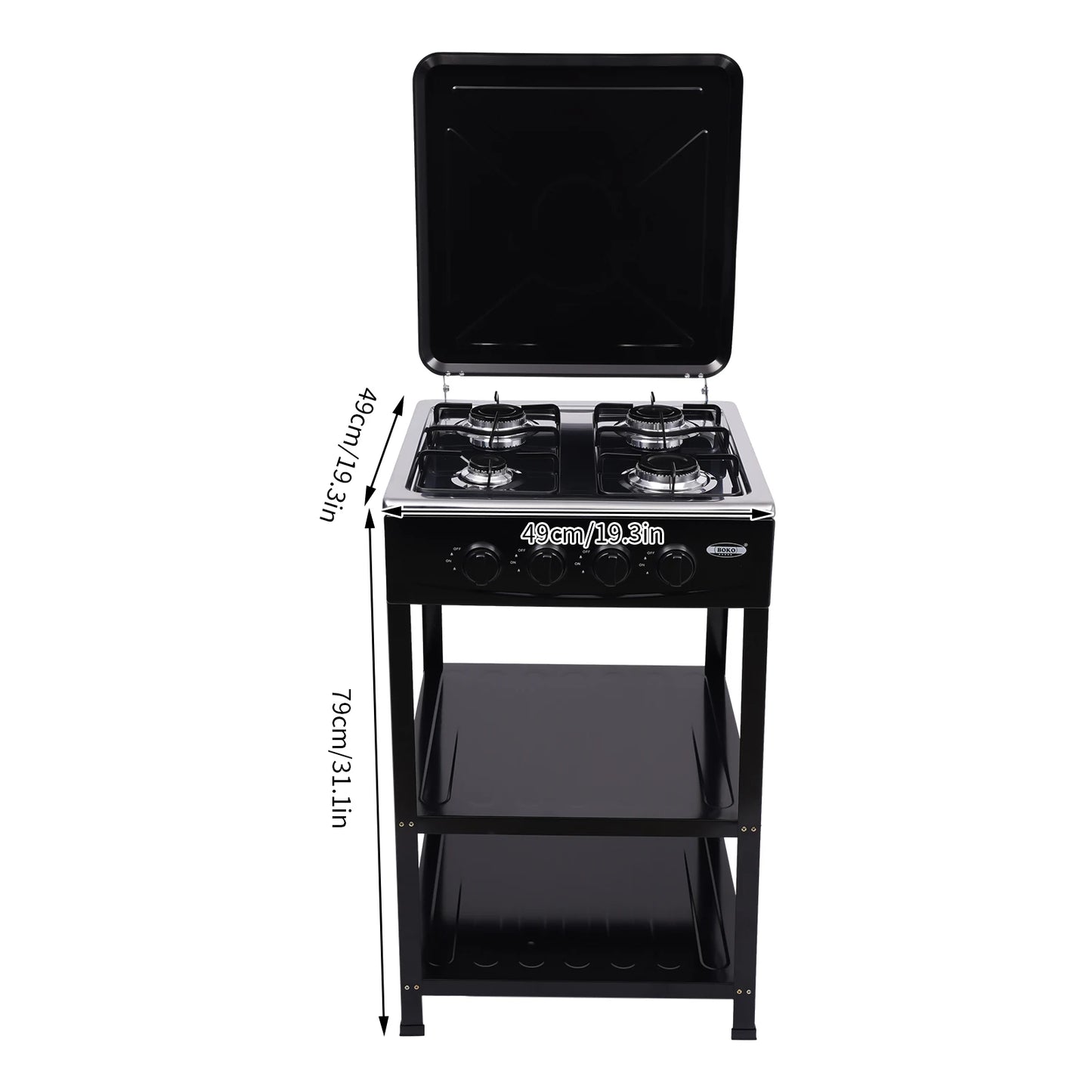 4/5 Burners Independent Control Natural Gas Stove Removable Propane Gas Stove with Cover for Outdoor Camping Travel Black/White