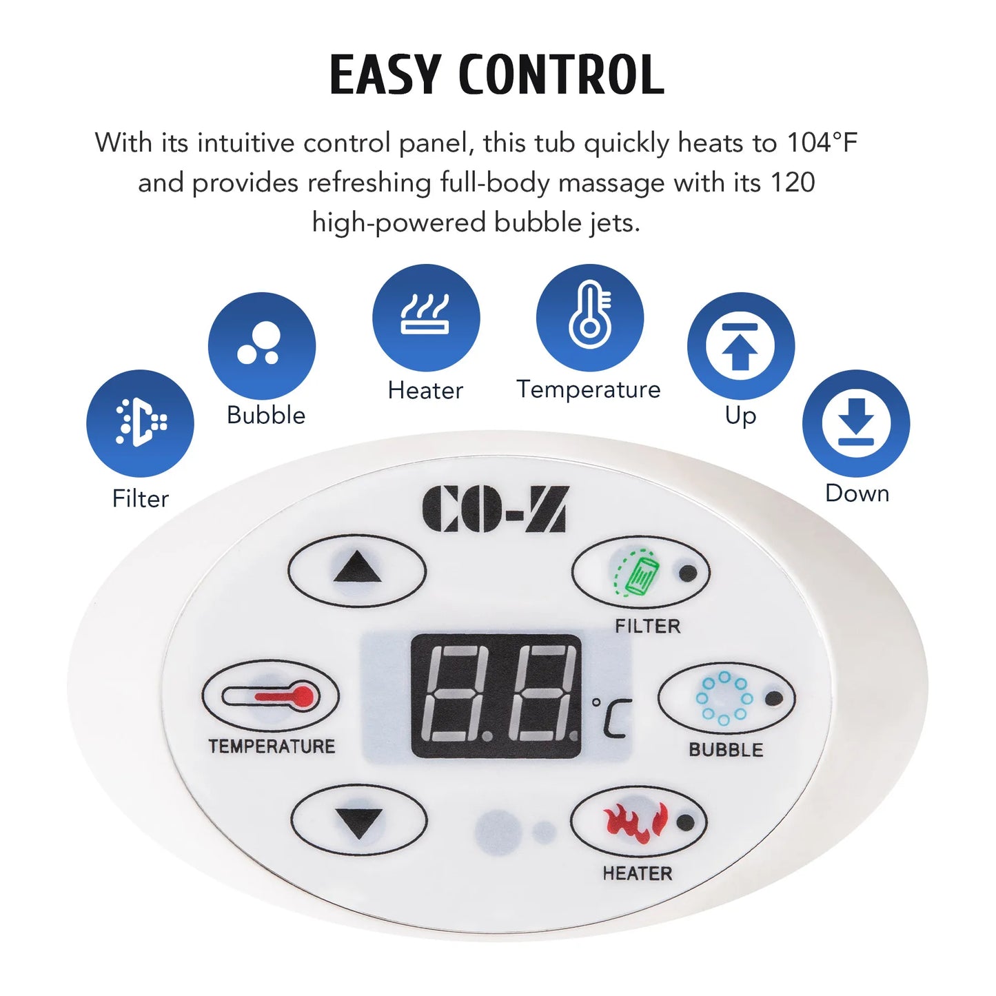 Outdoor Inflatable Hot Tub Spa w Heater&130 Massaging Jet 4 Person Round Whirlpool