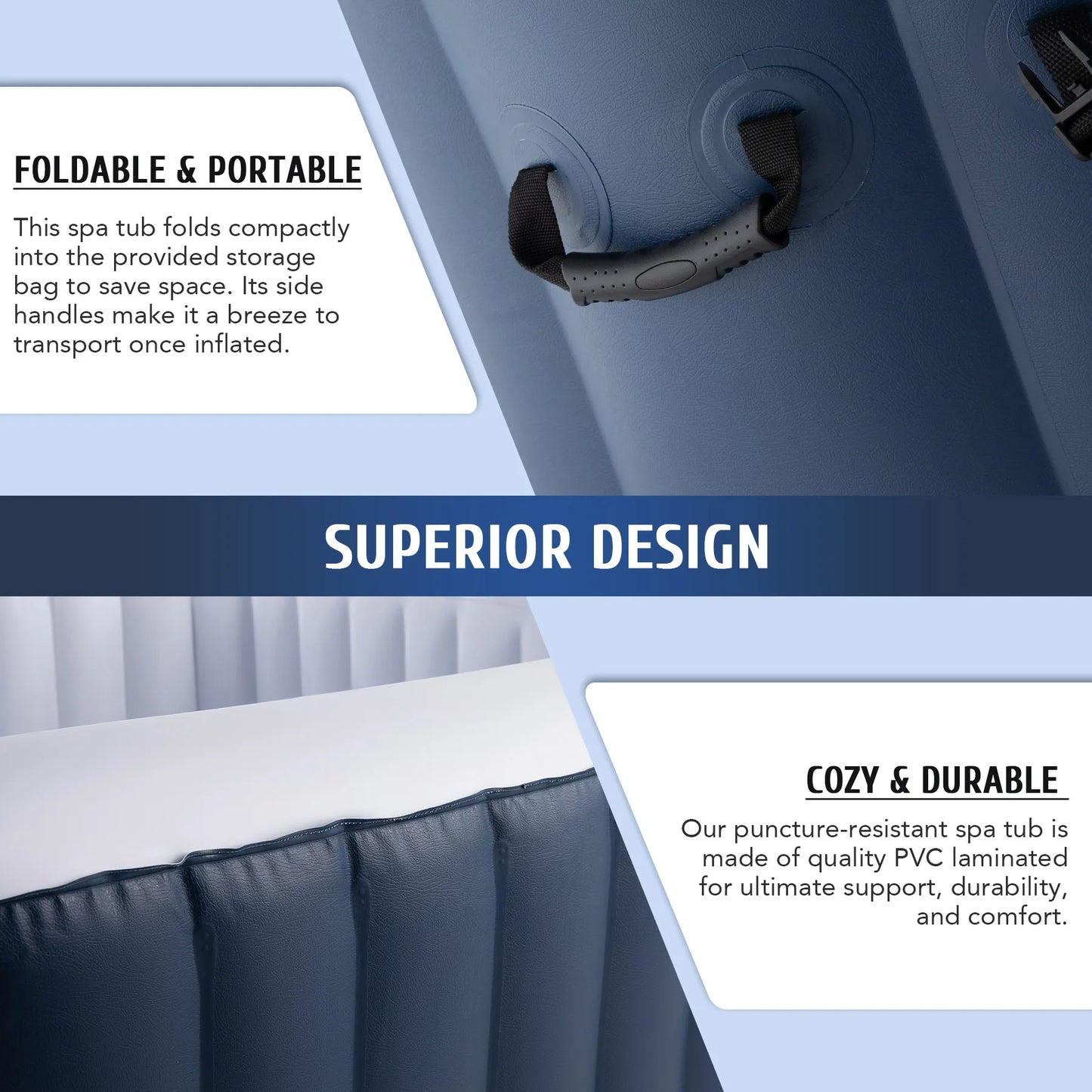 Outdoor Inflatable Hot Tub Spa w Heater&130 Massaging Jet 4 Person Round Whirlpool