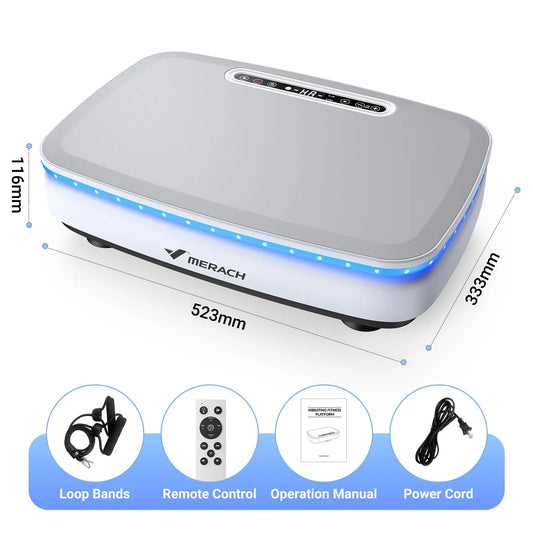 MERACH Vibration Plate Exercise Machine with Light Whole Body Workout Power Vibrate Platform Vibration Plate Lymphatic Drainage