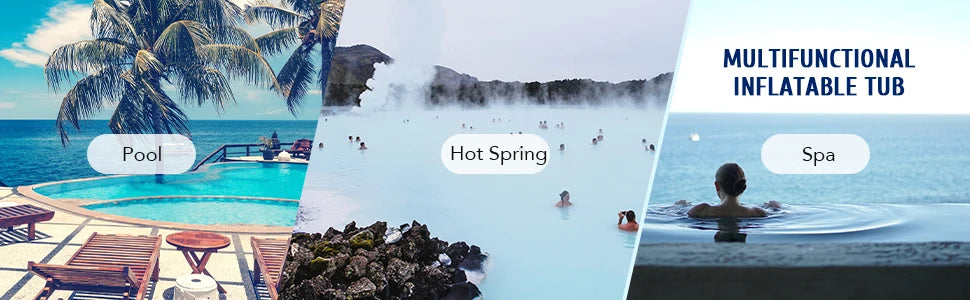 Outdoor Inflatable Hot Tub Spa w Heater&130 Massaging Jet 4 Person Round Whirlpool