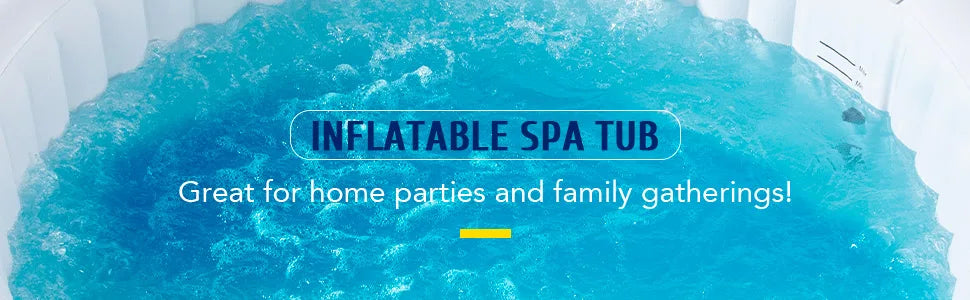 Outdoor Inflatable Hot Tub Spa w Heater&130 Massaging Jet 4 Person Round Whirlpool