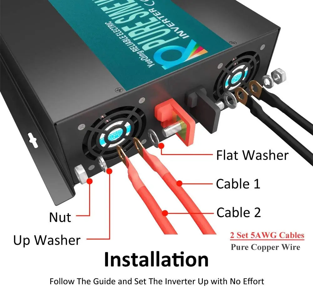 Reliable Pure Sine Wave Inverter 3000W 24V 220V Solar Panel Power Bank Generator Converter 12V/36/48VDC to 110V/120V/230V/240VAC