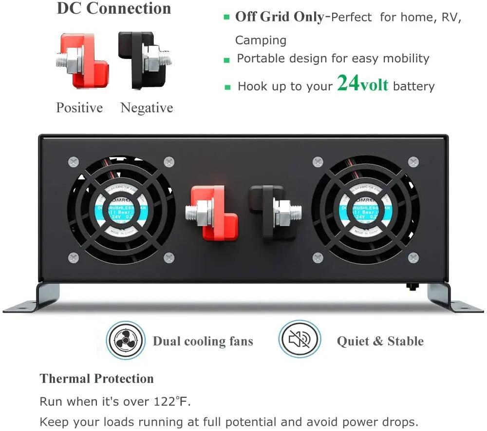 Reliable Pure Sine Wave Inverter 3000W 24V 220V Solar Panel Power Bank Generator Converter 12V/36/48VDC to 110V/120V/230V/240VAC