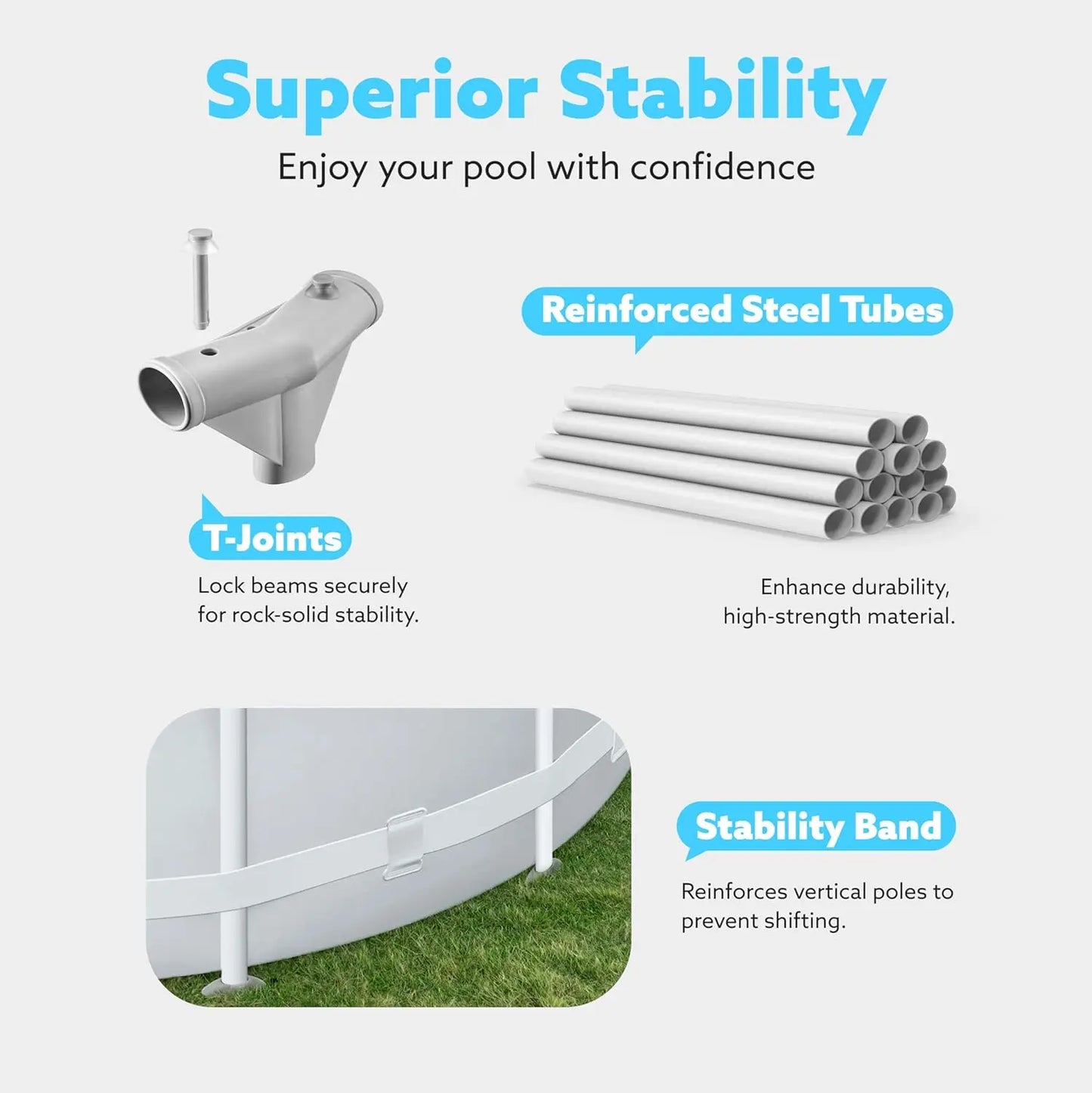 Round Above Ground Pool - 10ft x 30inch Outdoor Round Frame Above Ground Swimming Pool Set Kiddie Pool for Kids Adults