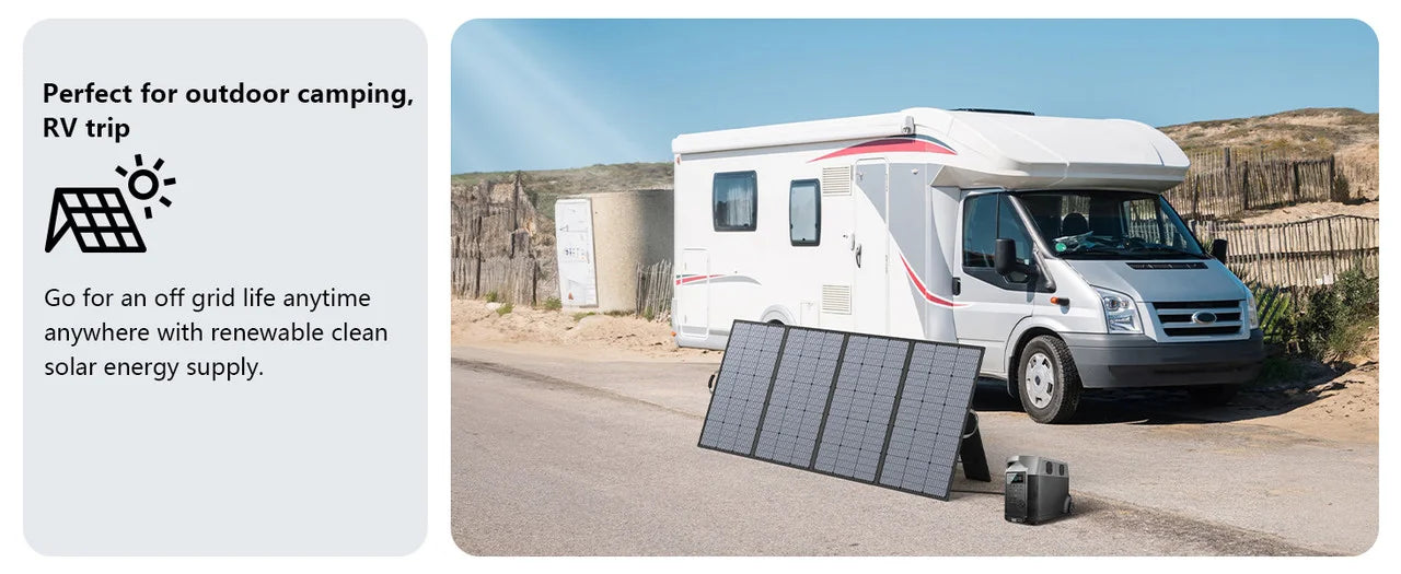 MHPOWOS 220/400W Lightweight Portable Solar Panel , Foldable Solar Panel with Kickstands for RV,Camping, Off Grid System