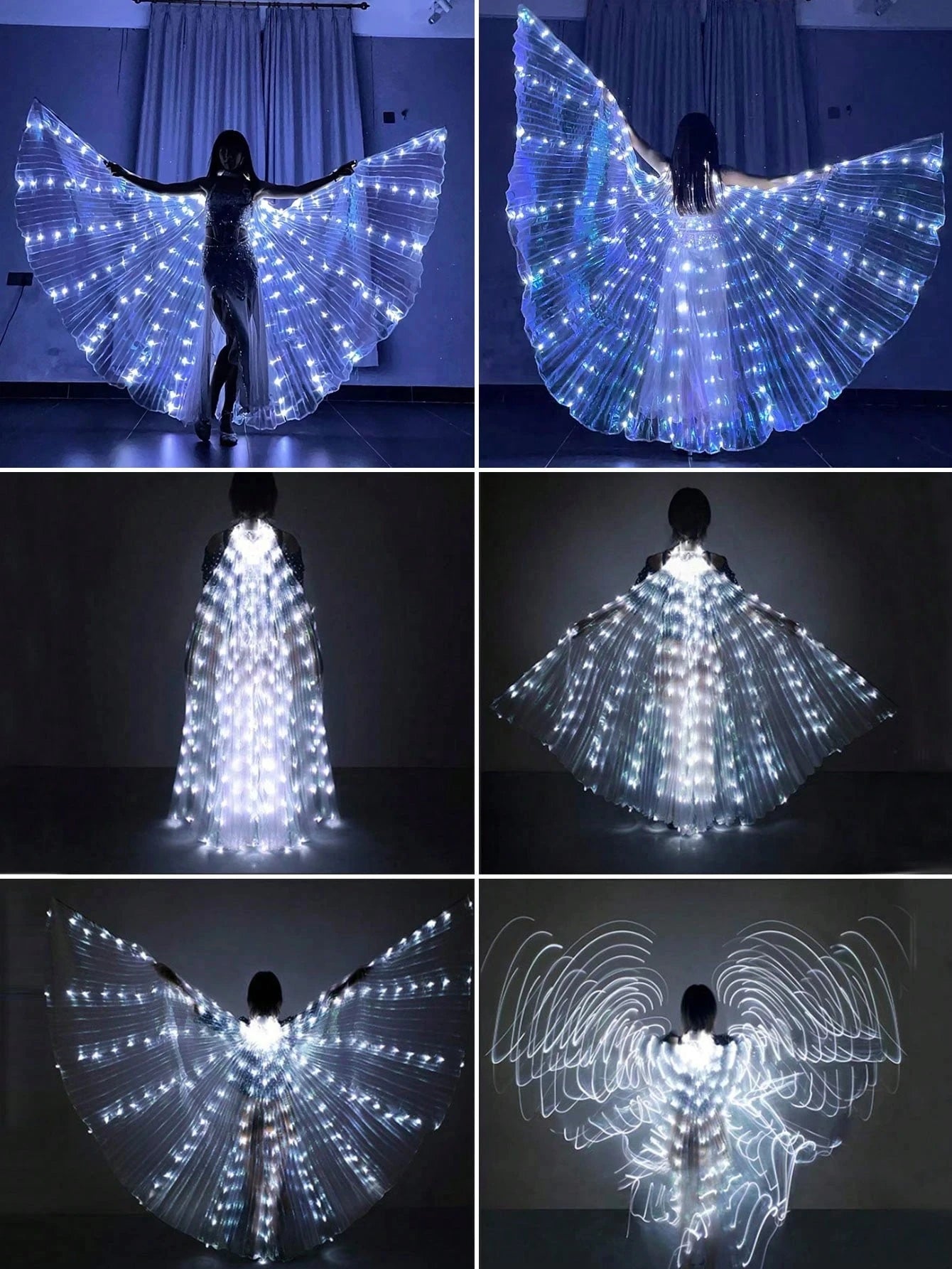 Women's Luminous Prom Costume with Glowing Wings (3 Aa Batteries Not Included), Adjustable Shoulder Straps, Suitable for Stage, Festival Celebrations, Wedding Lighting and Dance Accessories