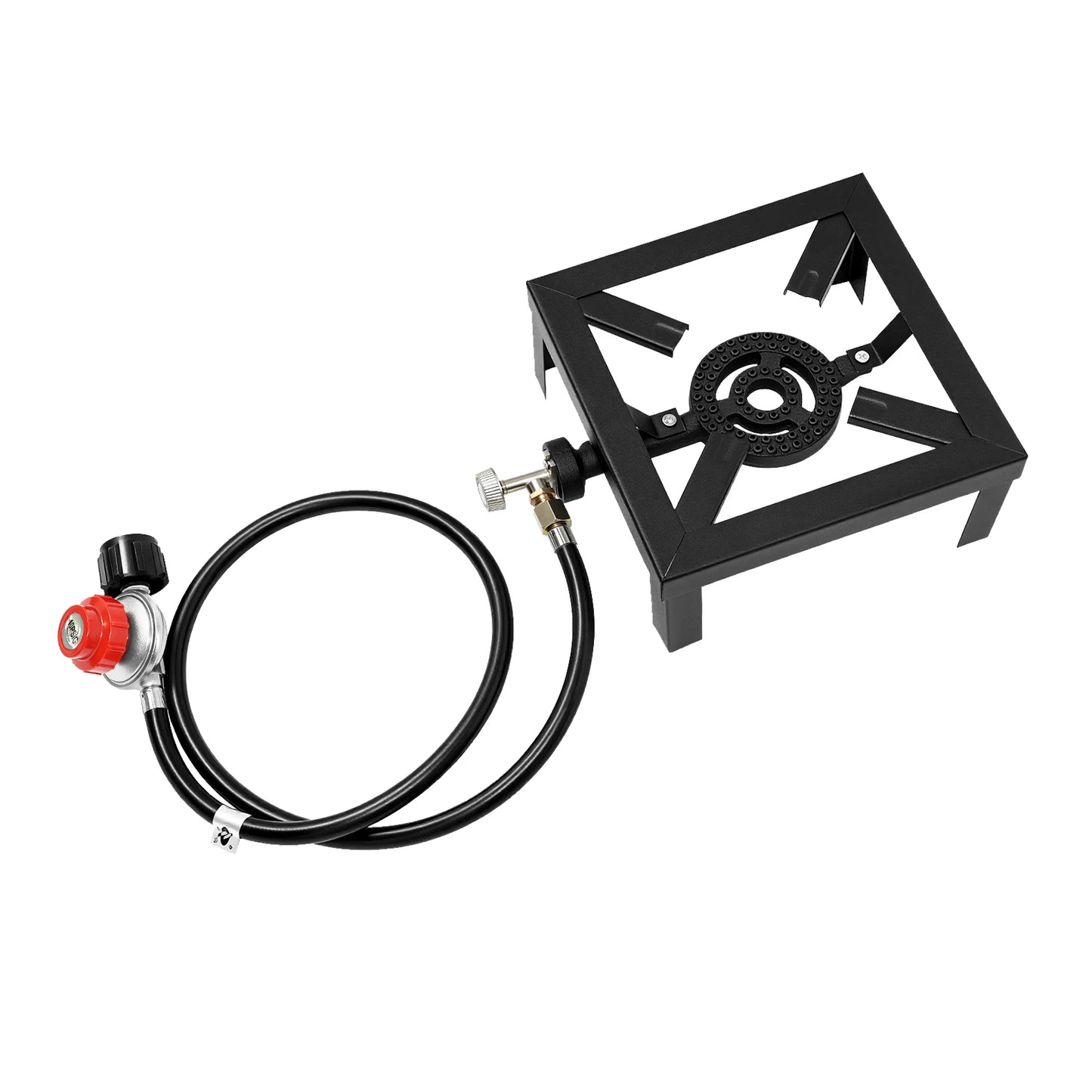 Portable Double Burner Outdoor Gas Stove Propane Cooker with Adjustable 0-10Psi Regulator Hose for Patio Camping, BBQ, Home