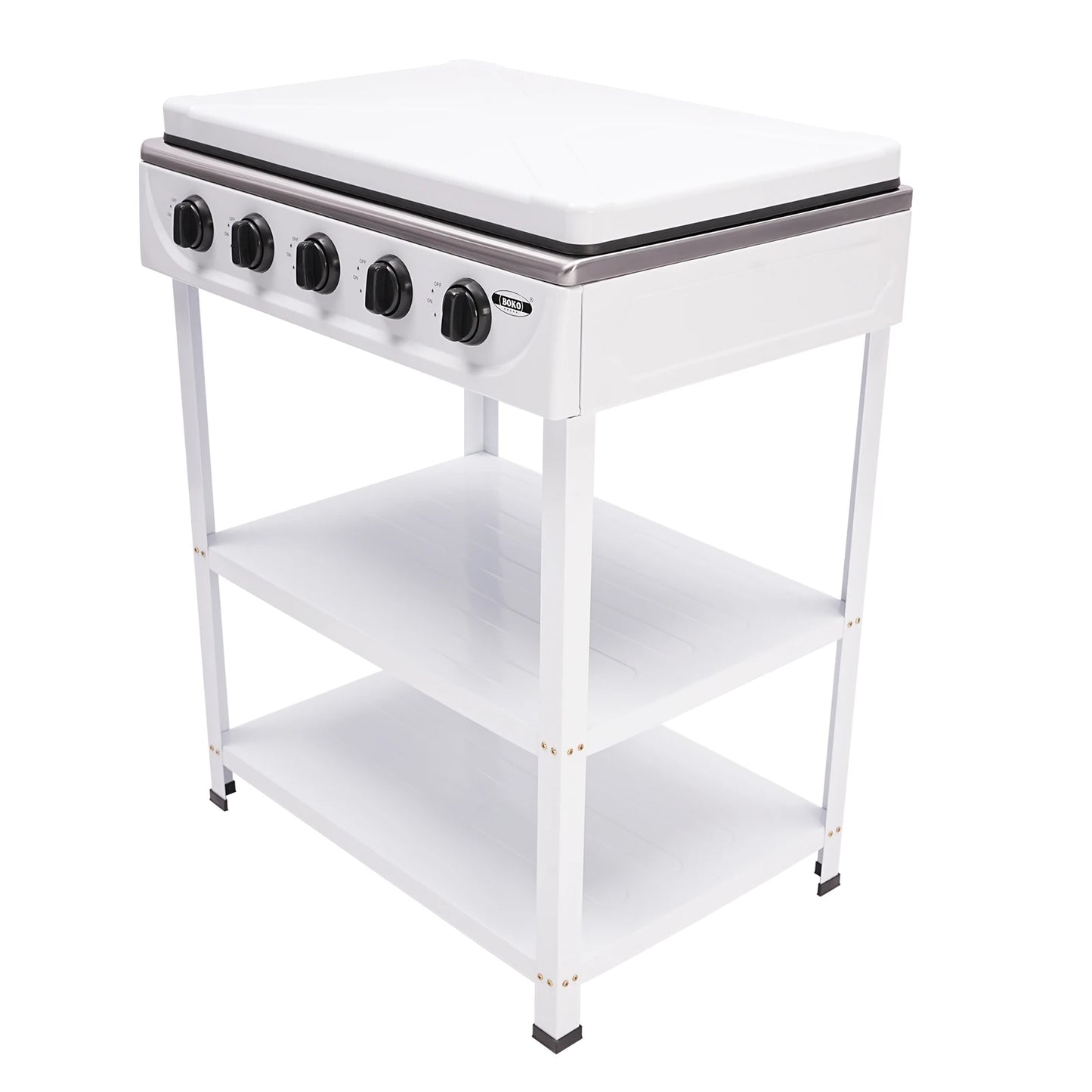 4/5 Burners Independent Control Natural Gas Stove Removable Propane Gas Stove with Cover for Outdoor Camping Travel Black/White