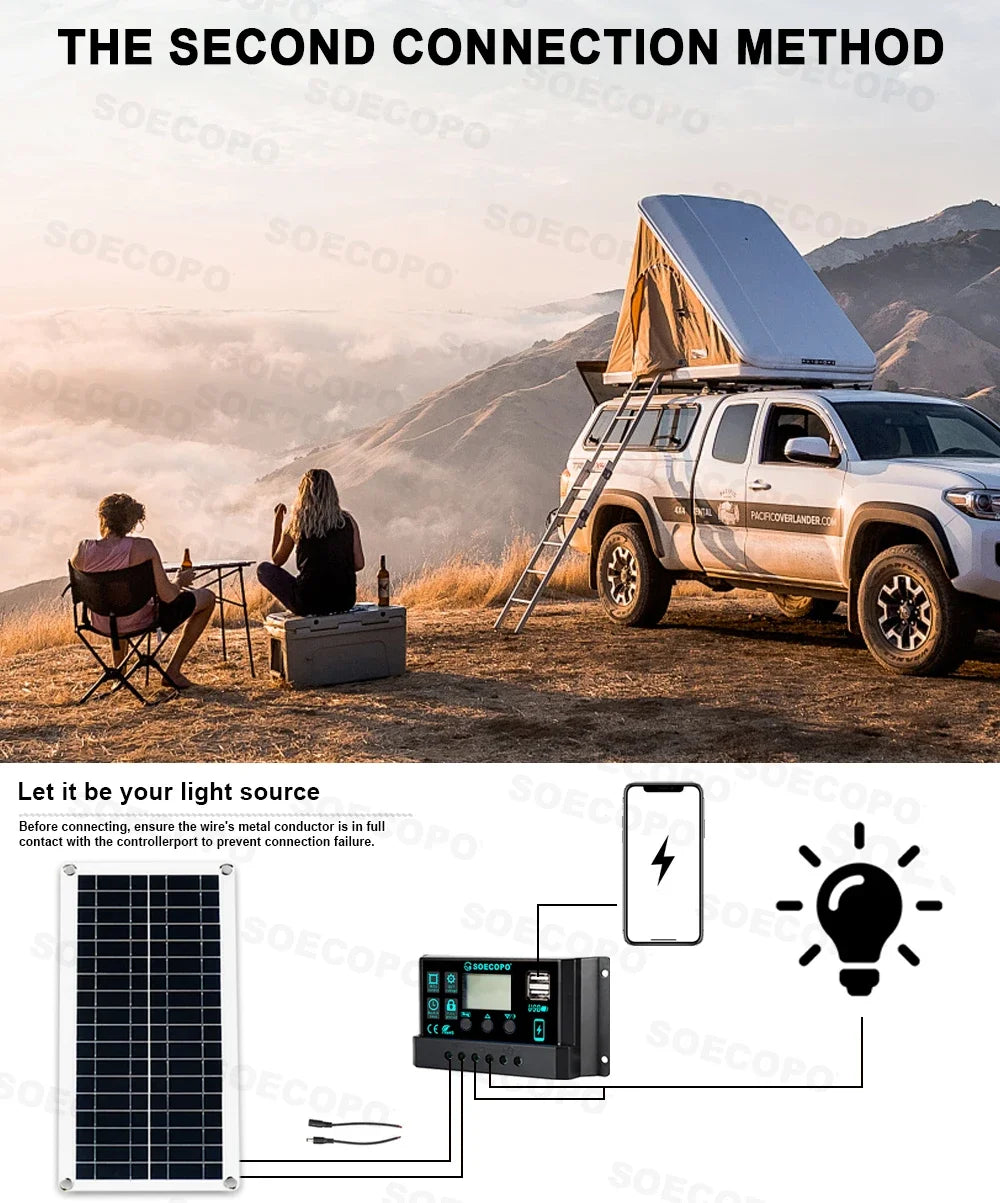 (U.S Stock)SOECOPO 10000W Solar System Complete Kit 12V To 110V 100A Controller 200W Panel Off-Grid Inverter System Home/Camping