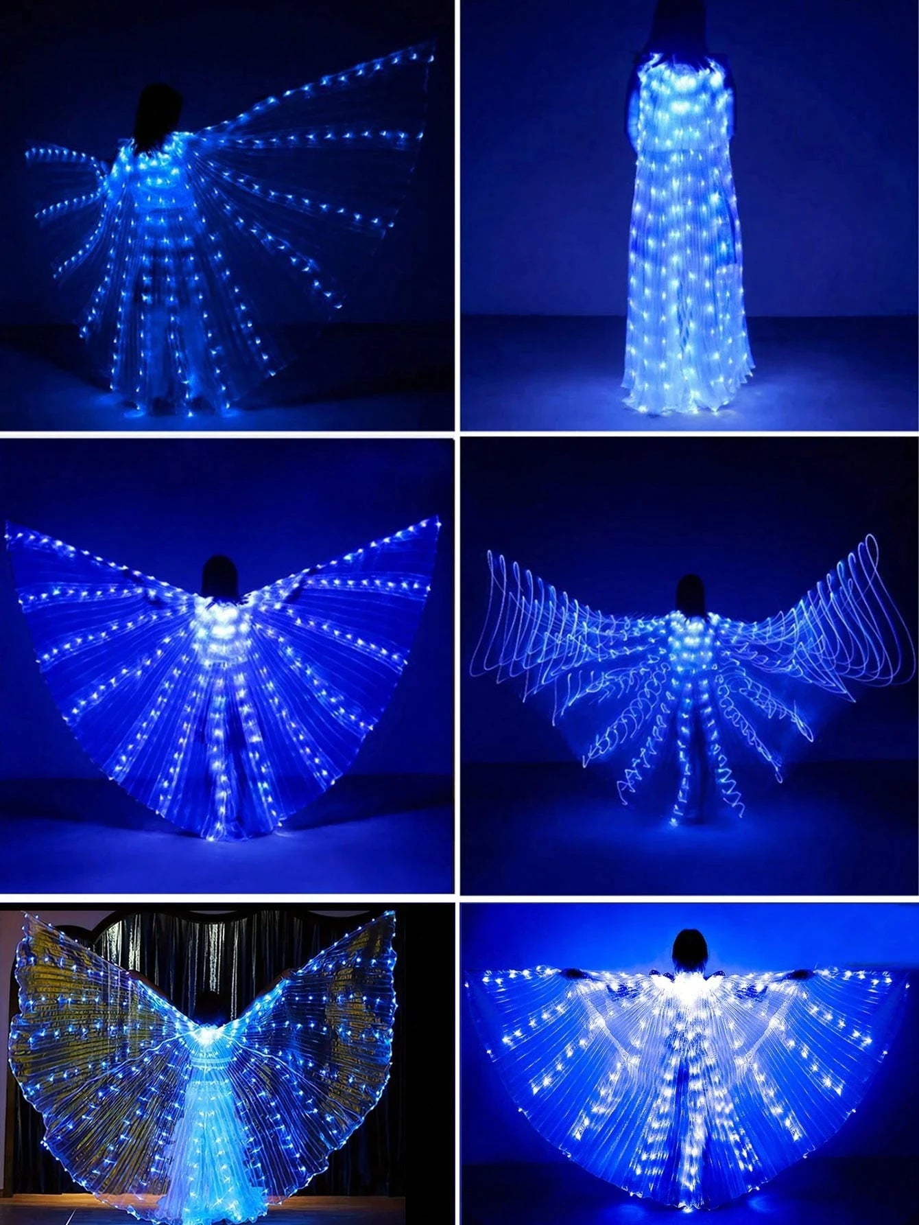 Women's Luminous Prom Costume with Glowing Wings (3 Aa Batteries Not Included), Adjustable Shoulder Straps, Suitable for Stage, Festival Celebrations, Wedding Lighting and Dance Accessories