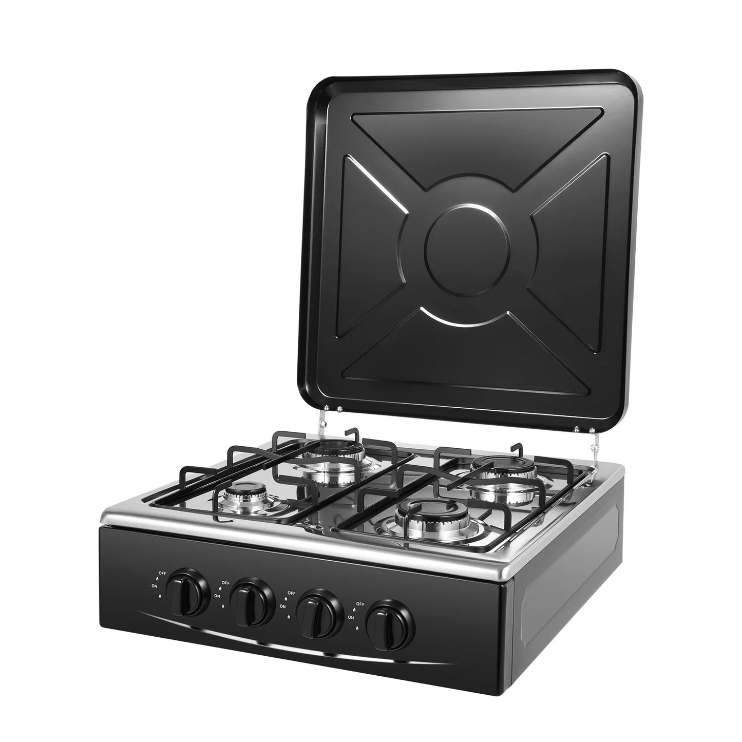 4/5 Burners Independent Control Natural Gas Stove Removable Propane Gas Stove with Cover for Outdoor Camping Travel Black/White