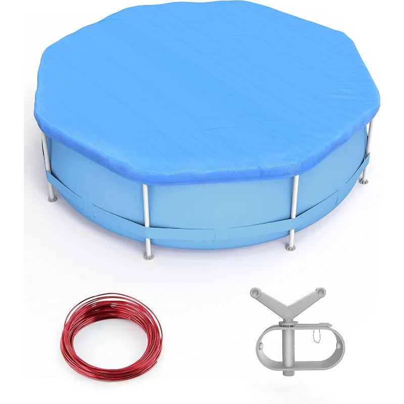 28ft Round Pool Cover, Winter Pool Cover for 24ft Above Ground Round Inflatable Swimming Pools, Pool Cover Protector with