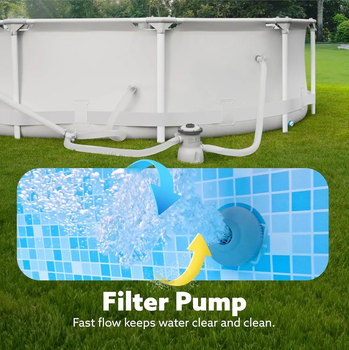 Round Above Ground Pool - 10ft x 30inch Outdoor Round Frame Above Ground Swimming Pool Set Kiddie Pool for Kids Adults