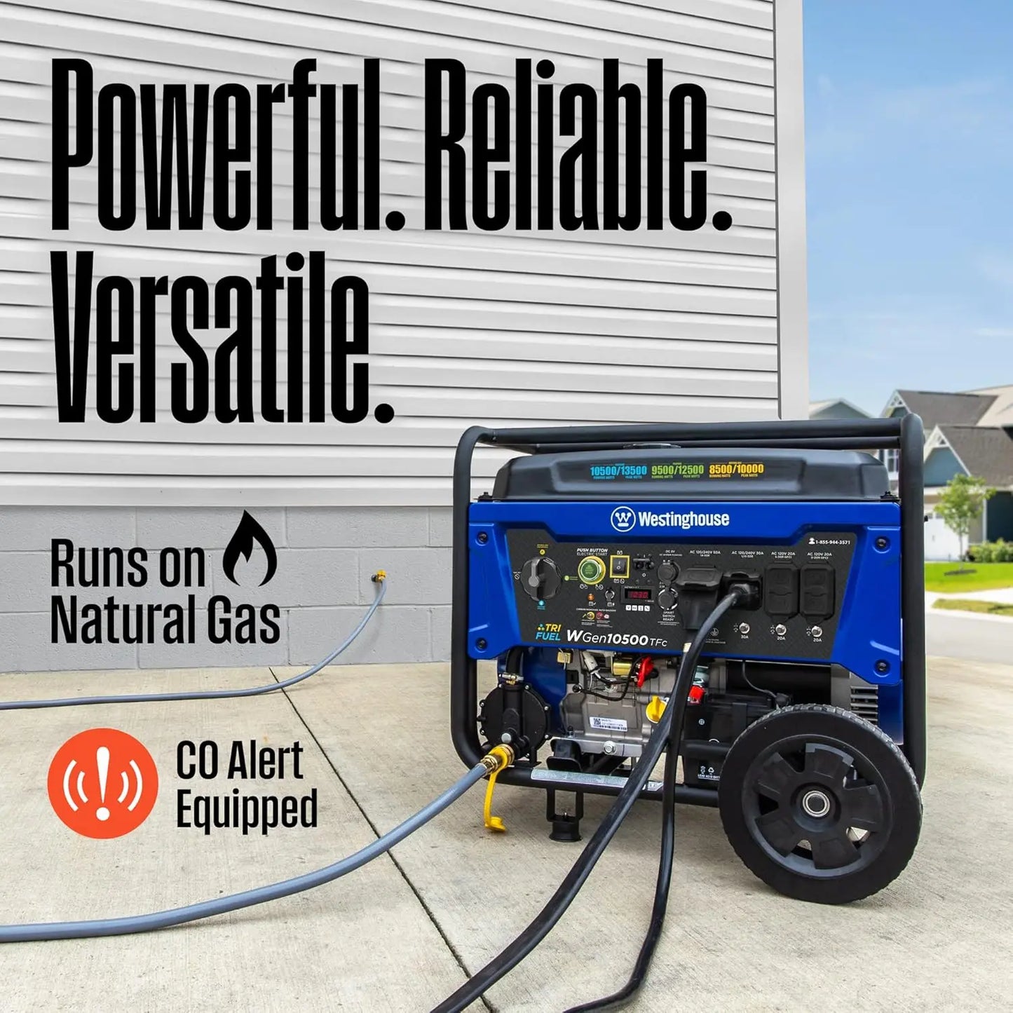 13500 Peak Watt Tri-Fuel Home Backup Portable Generator, Remote Electric Start, Transfer Switch Ready, Gas, Propane