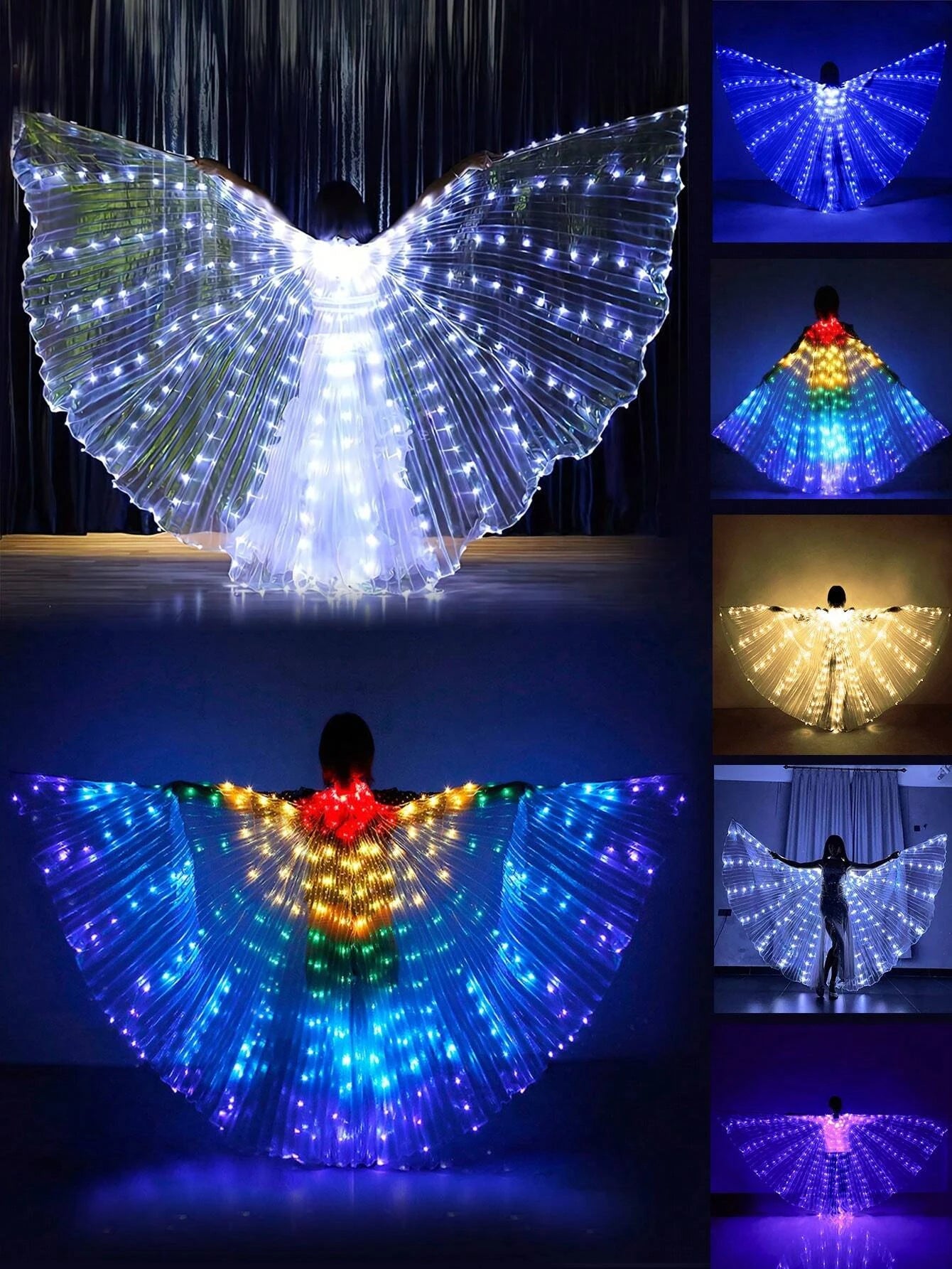 Women's Luminous Prom Costume with Glowing Wings (3 Aa Batteries Not Included), Adjustable Shoulder Straps, Suitable for Stage, Festival Celebrations, Wedding Lighting and Dance Accessories