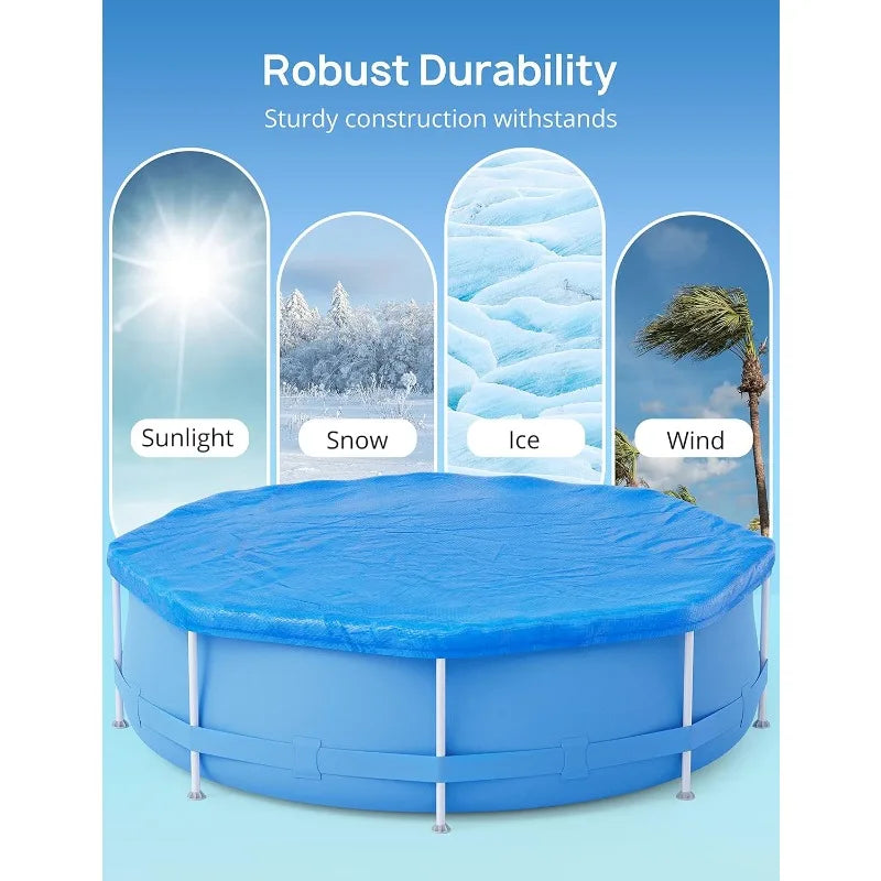 28ft Round Pool Cover, Winter Pool Cover for 24ft Above Ground Round Inflatable Swimming Pools, Pool Cover Protector with