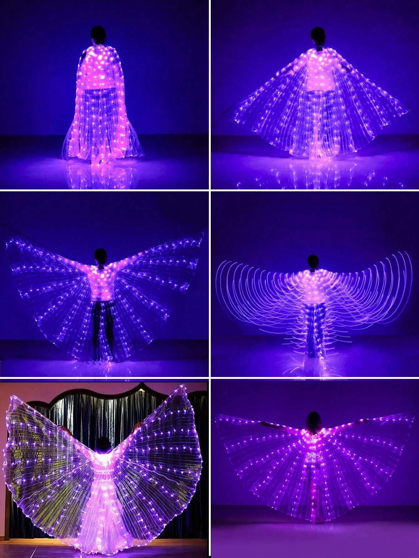 Women's Luminous Prom Costume with Glowing Wings (3 Aa Batteries Not Included), Adjustable Shoulder Straps, Suitable for Stage, Festival Celebrations, Wedding Lighting and Dance Accessories