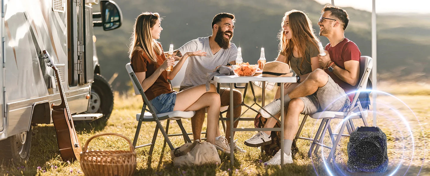 Herdio 8" Rock Speakers Outdoor IPX7 Waterproof Bluetooth Wireless Solar Powered Max 120W With Rechargeable Battery For Garden