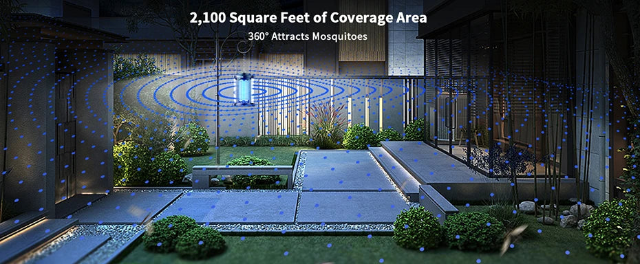 Minimoon Bug Zapper Outdoor Mosquito Zapper with Dual LED Light 4200V Fly Zapper 15W Electric Fly Traps Outdoor IPX4 Insect Trap