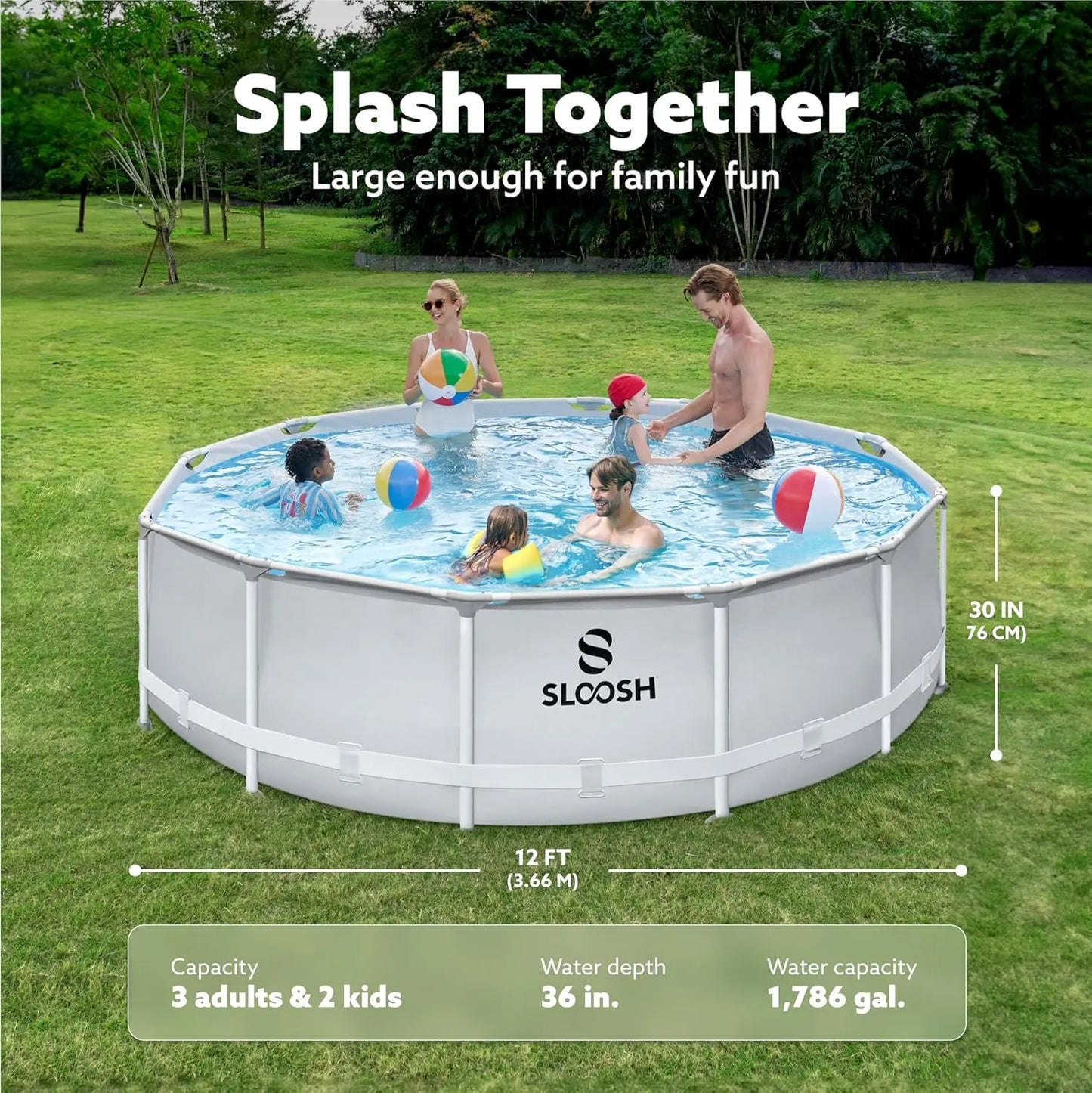Round Above Ground Pool - 10ft x 30inch Outdoor Round Frame Above Ground Swimming Pool Set Kiddie Pool for Kids Adults
