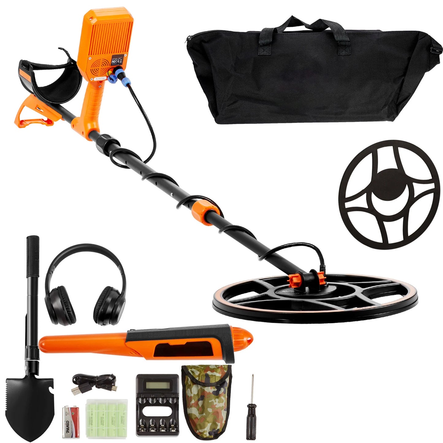 SucceBuy Professional Rechargeable Metal Detector 12" IP68 Waterproof Coil 39-50 in Adjustable + LCD 7Modes for Treasure Hunting