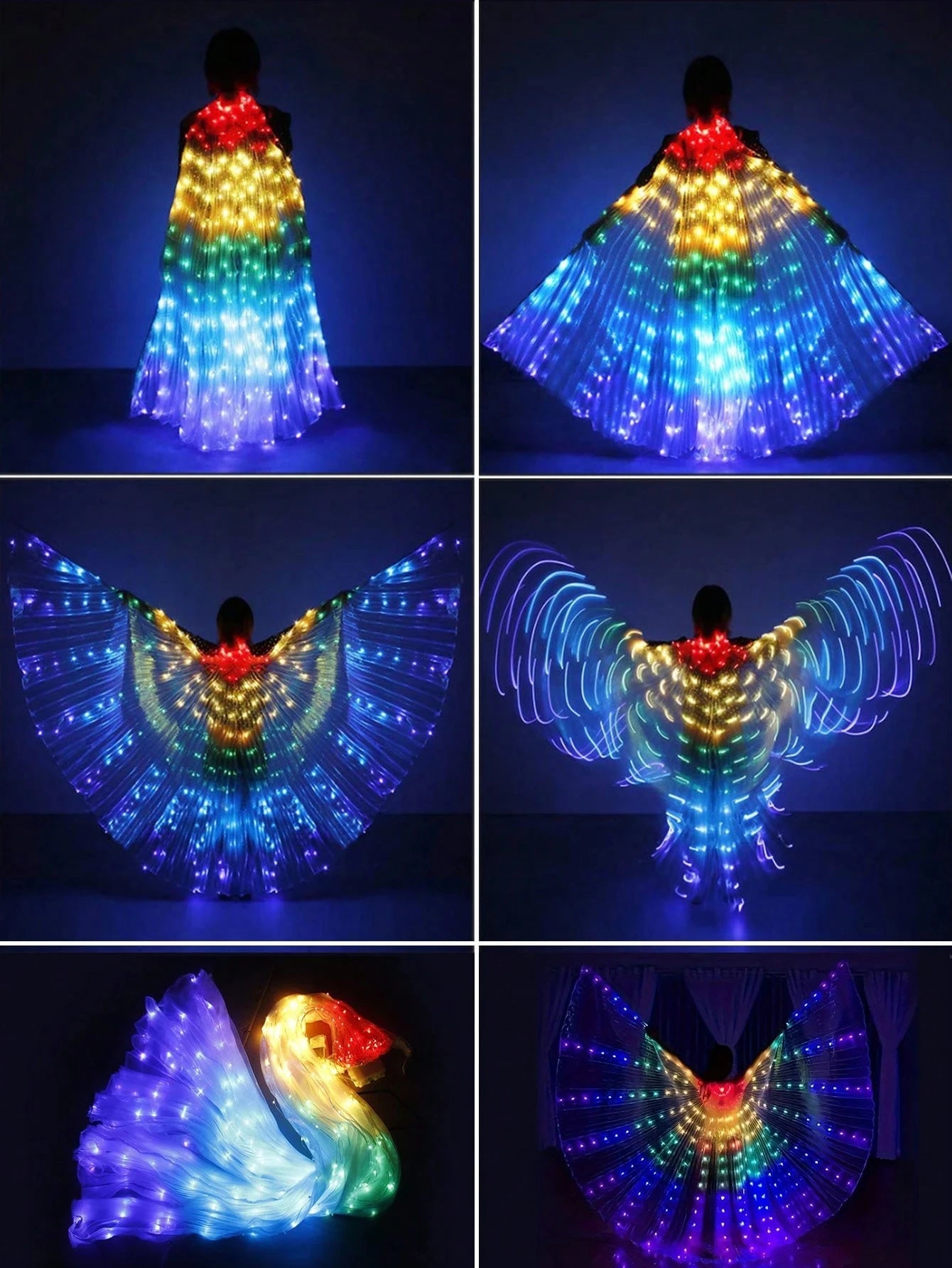 Women's Luminous Prom Costume with Glowing Wings (3 Aa Batteries Not Included), Adjustable Shoulder Straps, Suitable for Stage, Festival Celebrations, Wedding Lighting and Dance Accessories