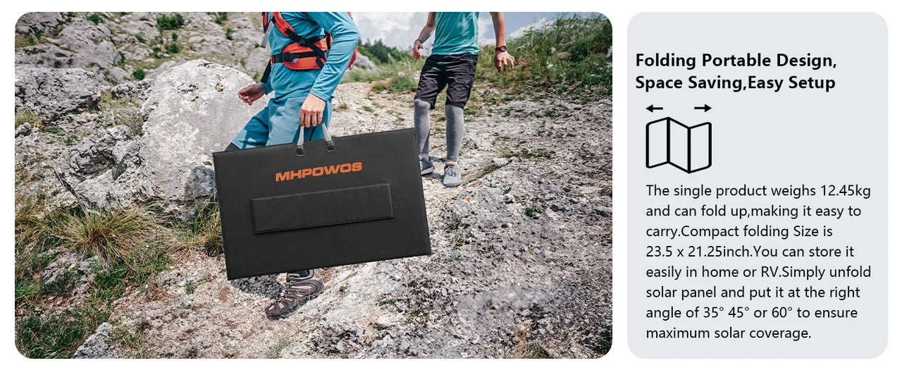 MHPOWOS 220/400W Lightweight Portable Solar Panel , Foldable Solar Panel with Kickstands for RV,Camping, Off Grid System