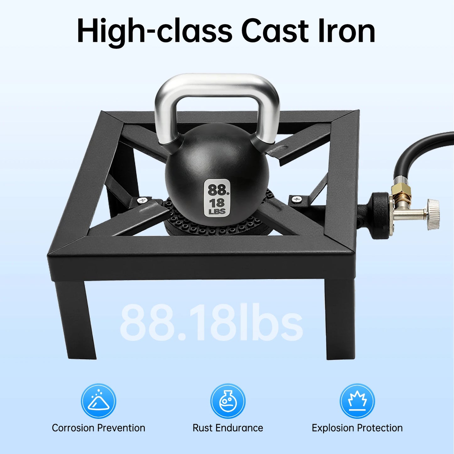Portable Double Burner Outdoor Gas Stove Propane Cooker with Adjustable 0-10Psi Regulator Hose for Patio Camping, BBQ, Home