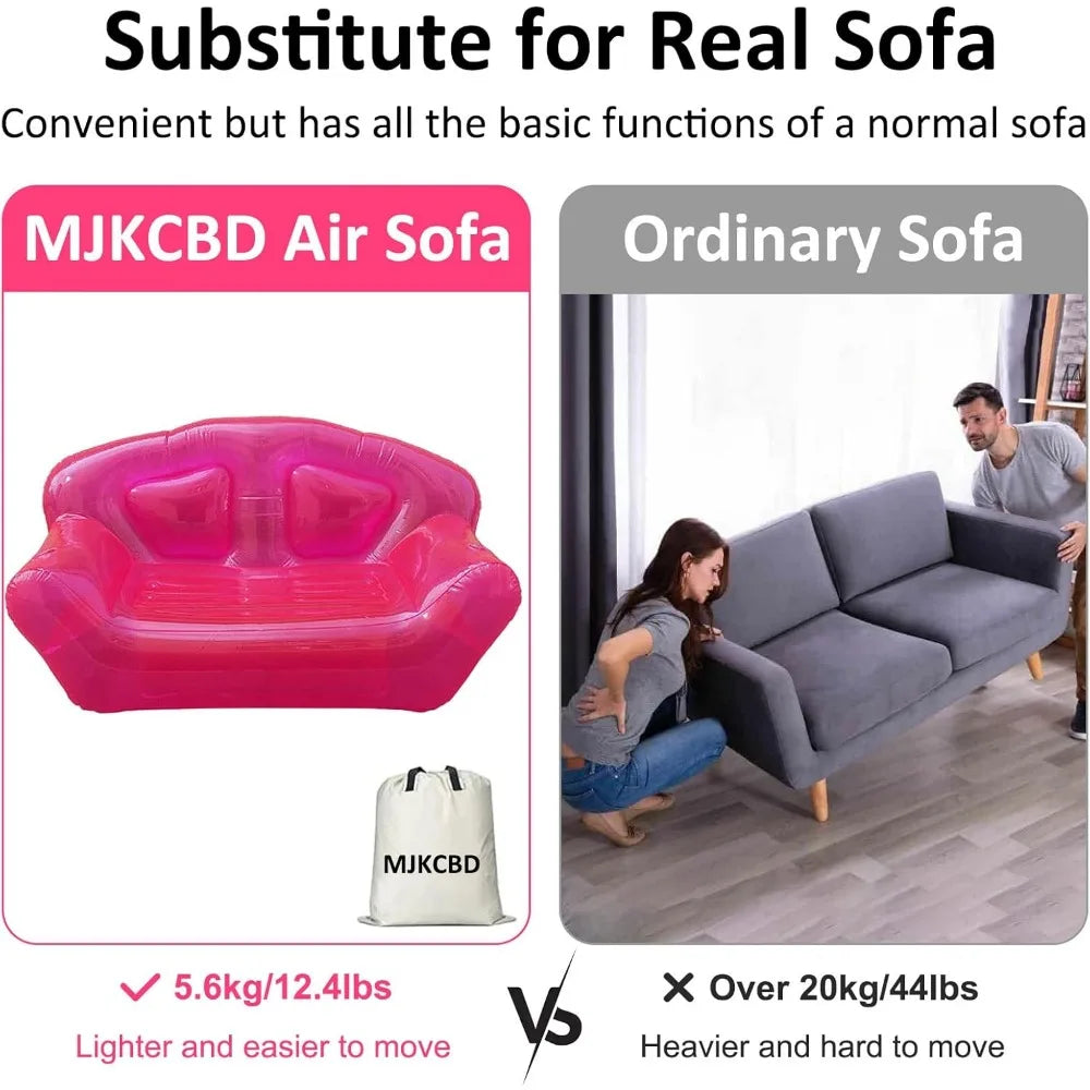 inflatable clear pink double person sofa blow up chairs portable camping yard couchs air sofa inflatable patio furniture