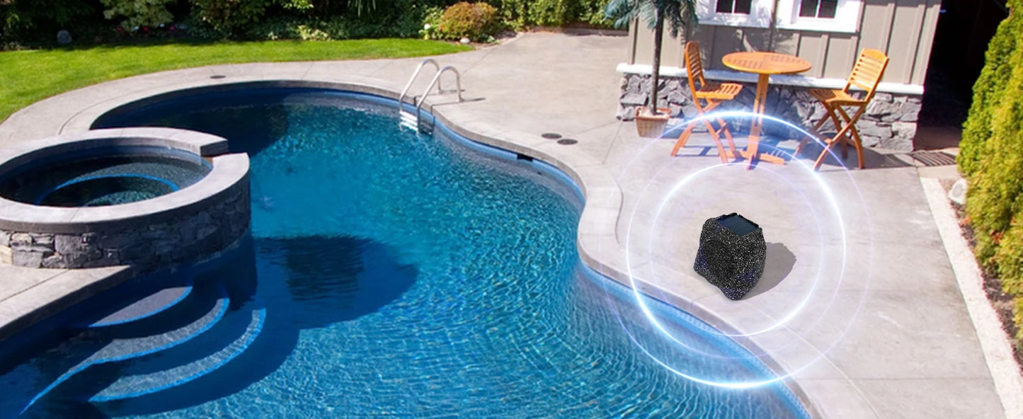 Herdio 8" Rock Speakers Outdoor IPX7 Waterproof Bluetooth Wireless Solar Powered Max 120W With Rechargeable Battery For Garden