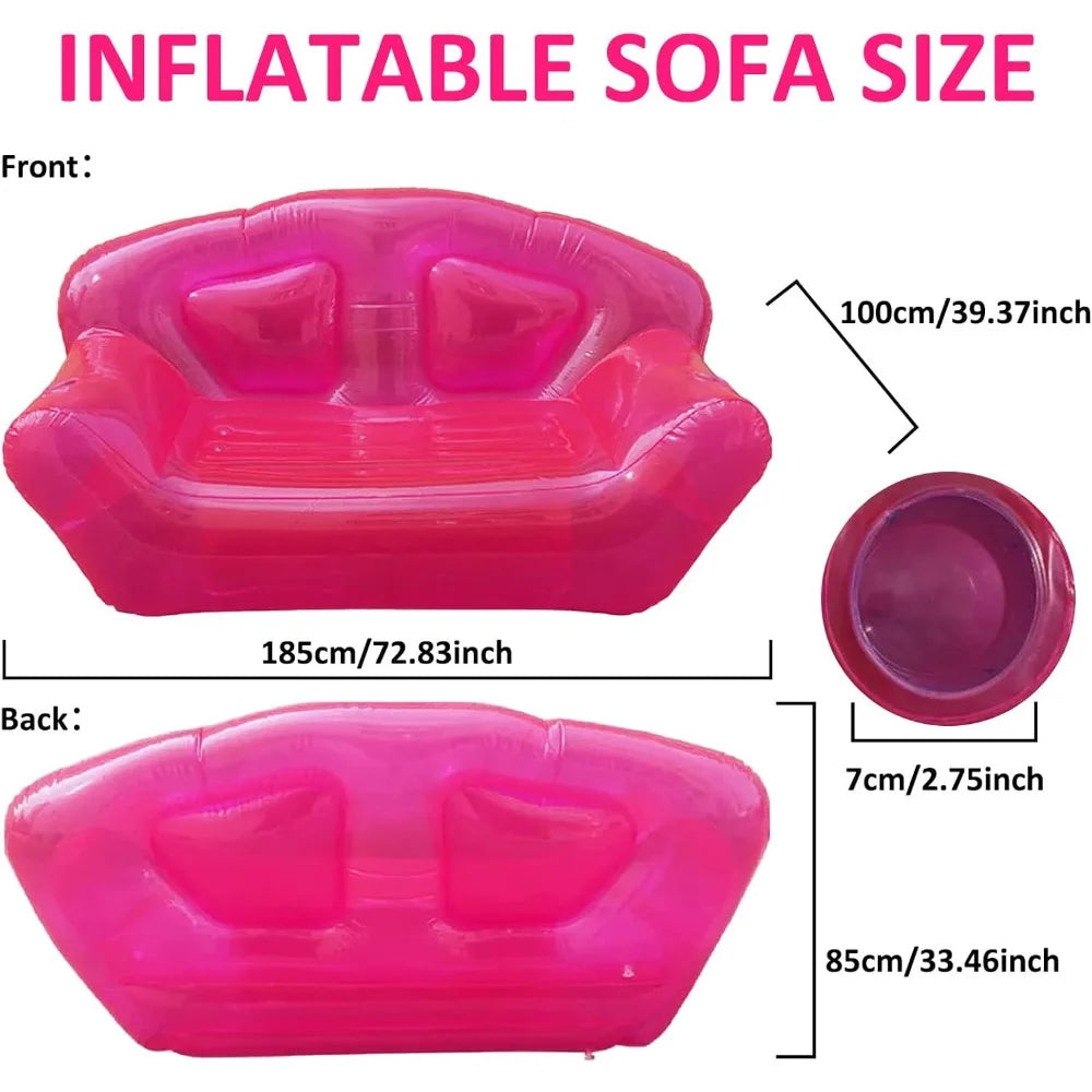 inflatable clear pink double person sofa blow up chairs portable camping yard couchs air sofa inflatable patio furniture
