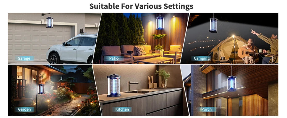 Minimoon Bug Zapper Outdoor Mosquito Zapper with Dual LED Light 4200V Fly Zapper 15W Electric Fly Traps Outdoor IPX4 Insect Trap