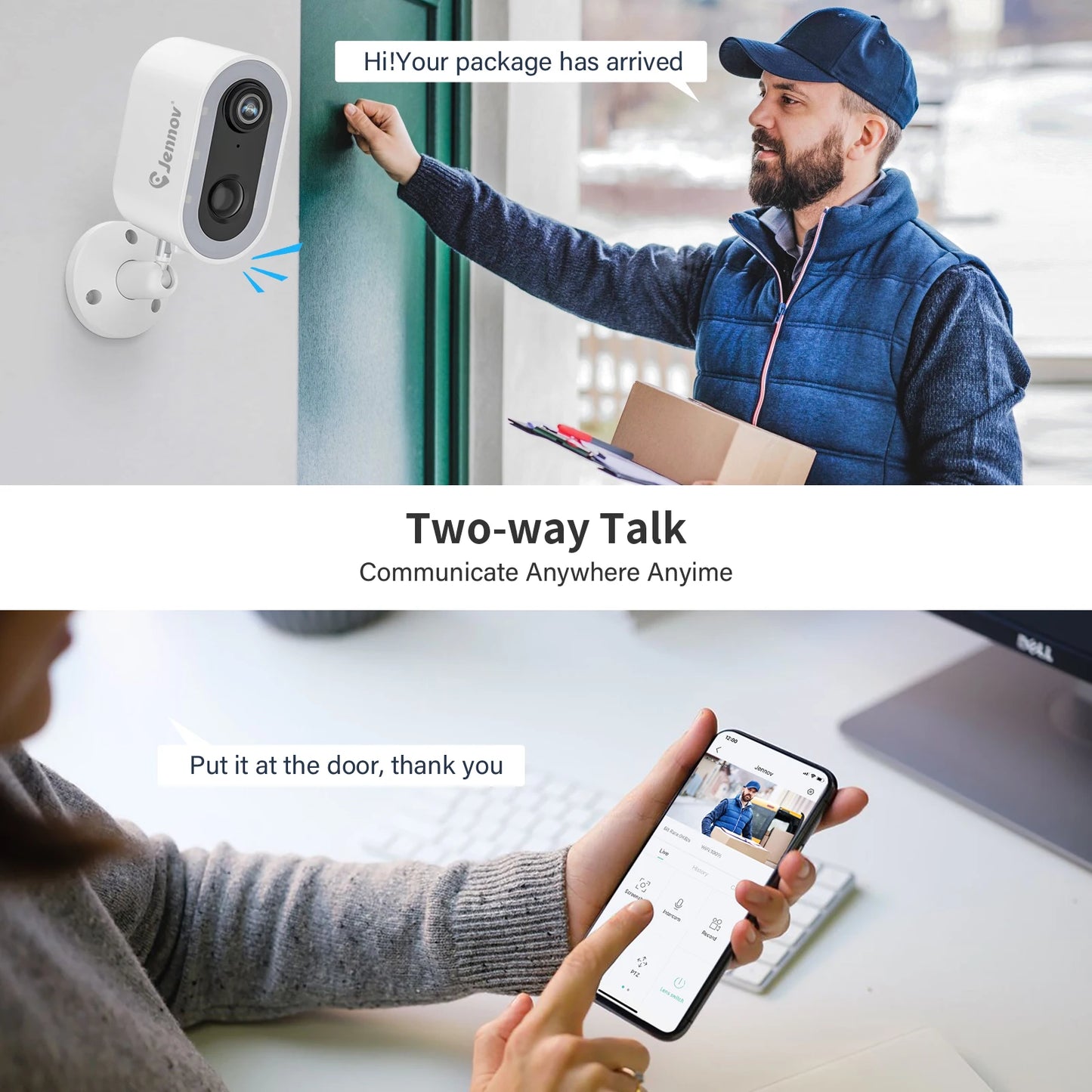 Jennov 3MP Security Camera Wireless WiFi Camera Battery Powered with Color Night Vision Two-Way Talk for Outdoor Home Camera