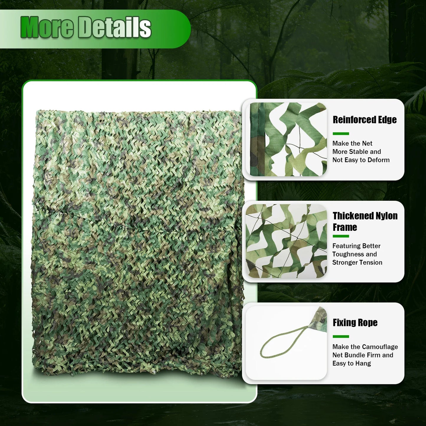 8*8m Military Net Camouflage Hunting Woodland Army Training Sunshade Mesh Nets Waterproof & Lightweight for Hunting, Camping