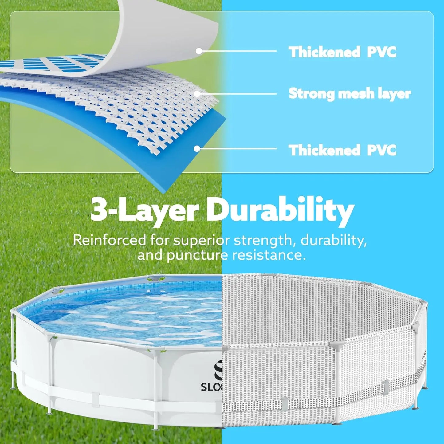 Round Above Ground Pool - 10ft x 30inch Outdoor Round Frame Above Ground Swimming Pool Set Kiddie Pool for Kids Adults