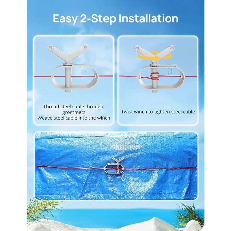 28ft Round Pool Cover, Winter Pool Cover for 24ft Above Ground Round Inflatable Swimming Pools, Pool Cover Protector with