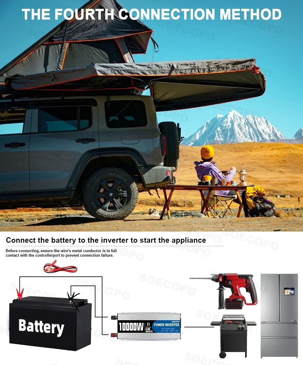 (U.S Stock)SOECOPO 10000W Solar System Complete Kit 12V To 110V 100A Controller 200W Panel Off-Grid Inverter System Home/Camping