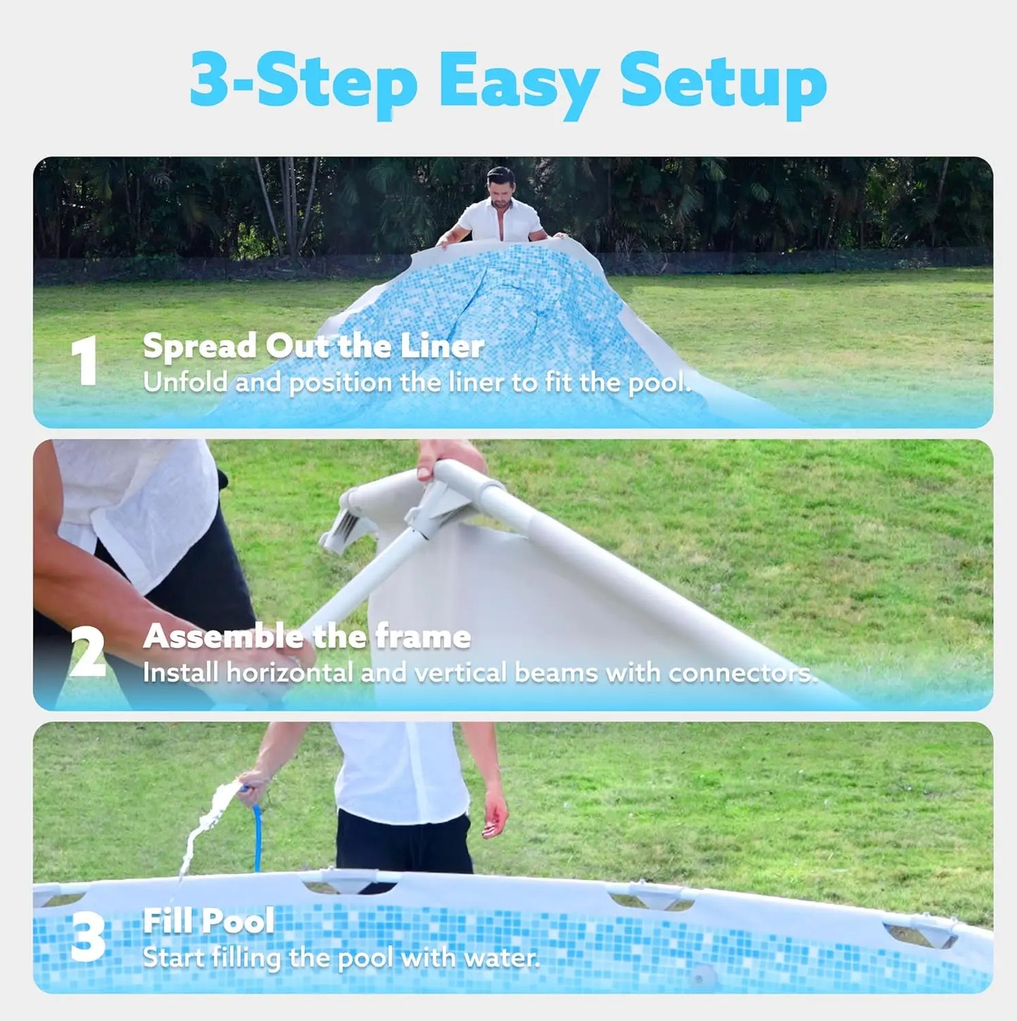 Round Above Ground Pool - 10ft x 30inch Outdoor Round Frame Above Ground Swimming Pool Set Kiddie Pool for Kids Adults