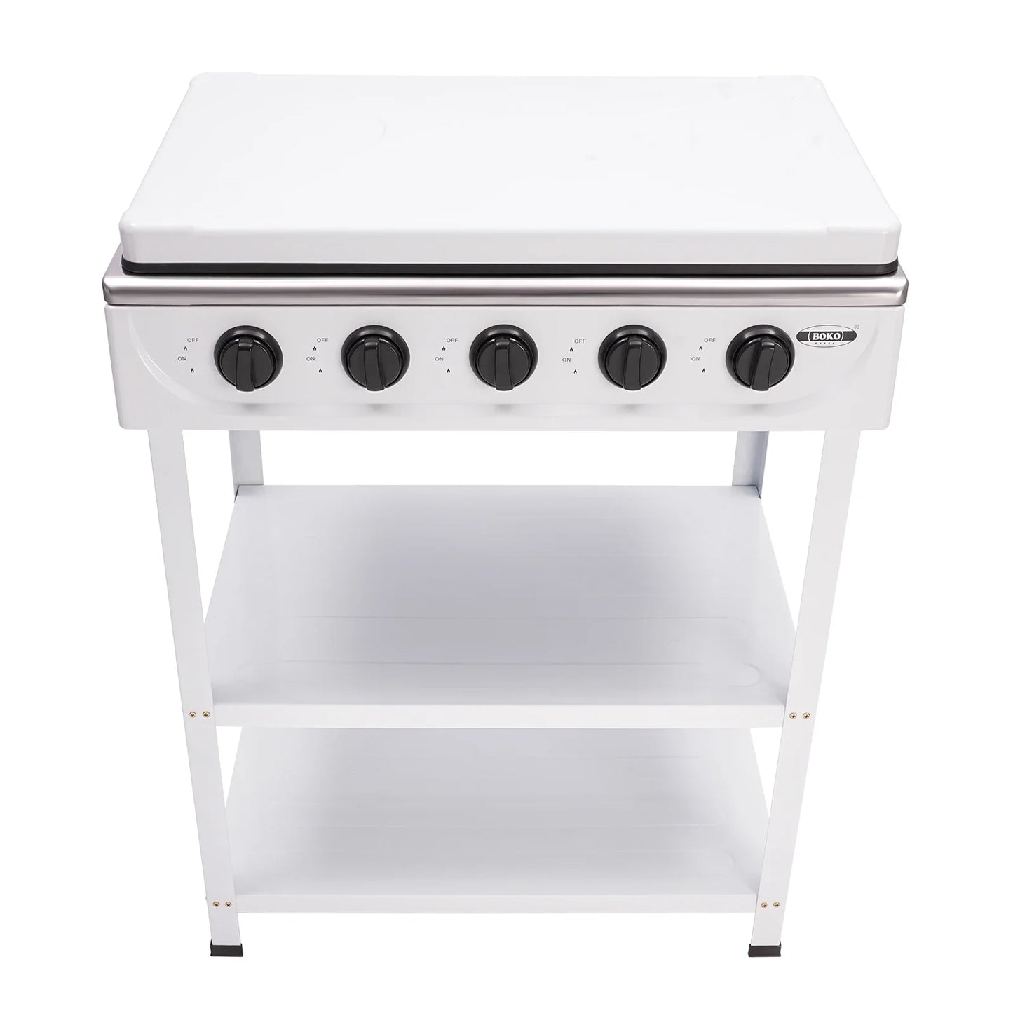 4/5 Burners Independent Control Natural Gas Stove Removable Propane Gas Stove with Cover for Outdoor Camping Travel Black/White