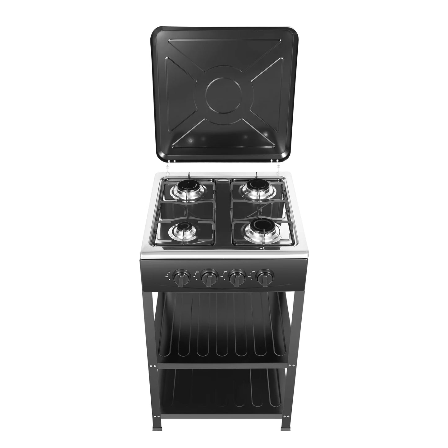 4/5 Burners Independent Control Natural Gas Stove Removable Propane Gas Stove with Cover for Outdoor Camping Travel Black/White