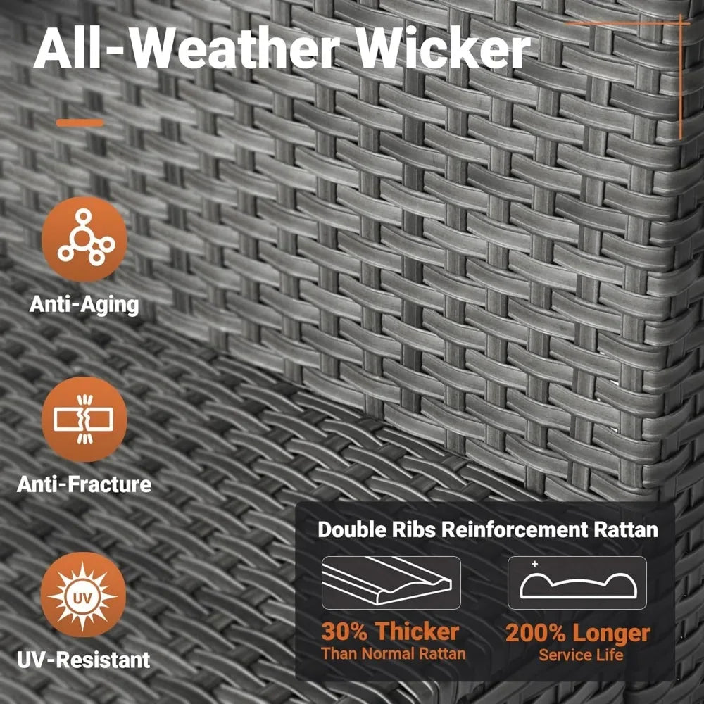 Outdoor 7 Piece Set with Coffee Table,Sectional Patio Furniture Set with All-Weather Wicker Sofa,Modern Outside Couch