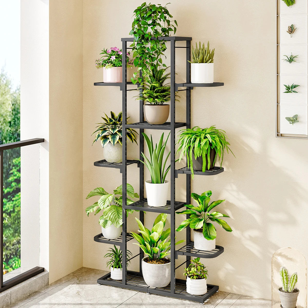 5/7 Tier Plants Shelf Potted Flower Plant Stand Rack Multiple Flower Pot Holder Shelf Indoor Outdoor Planter Display Organizer