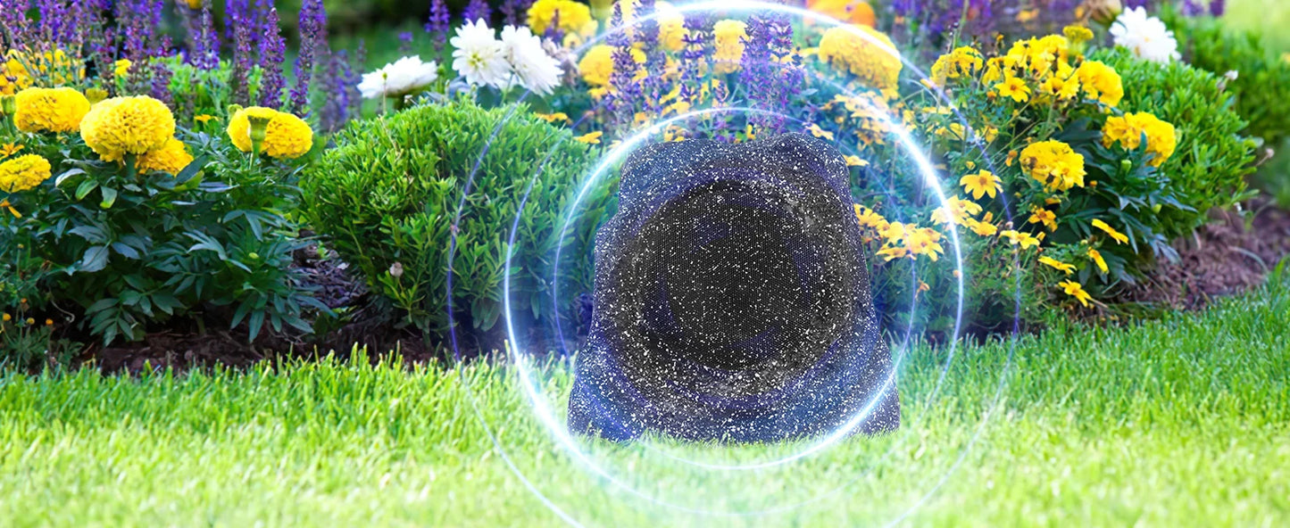 Herdio 8" Rock Speakers Outdoor IPX7 Waterproof Bluetooth Wireless Solar Powered Max 120W With Rechargeable Battery For Garden