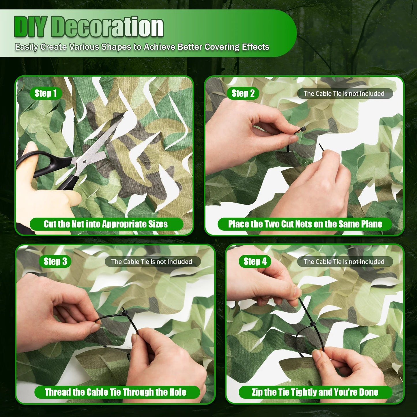 8*8m Military Net Camouflage Hunting Woodland Army Training Sunshade Mesh Nets Waterproof & Lightweight for Hunting, Camping