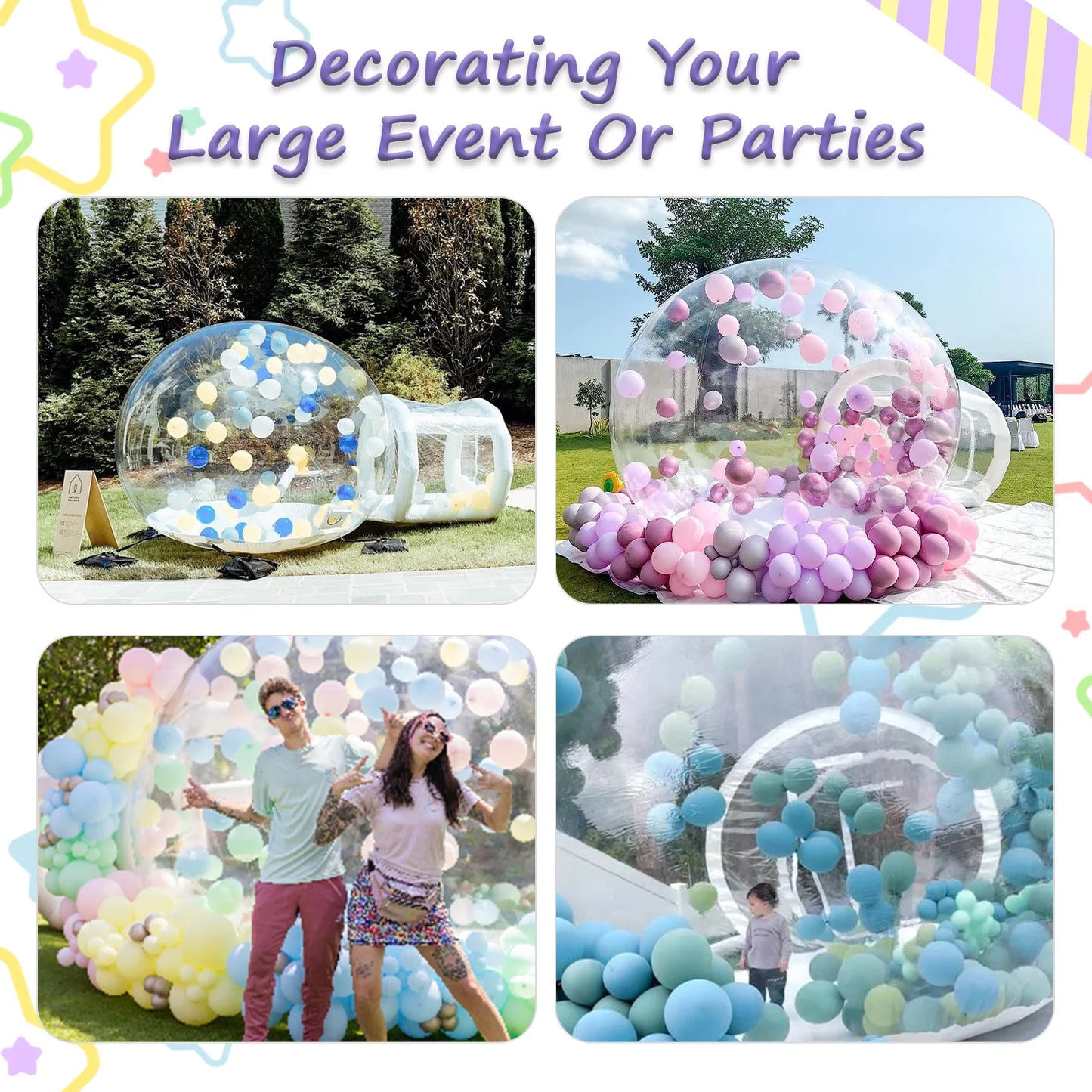 Inflatable 3M 10FT PVC Bubble House Inflatable Chlidren Toys Outdoor Commerical Castle With 1100W Air Blower 100 balloons